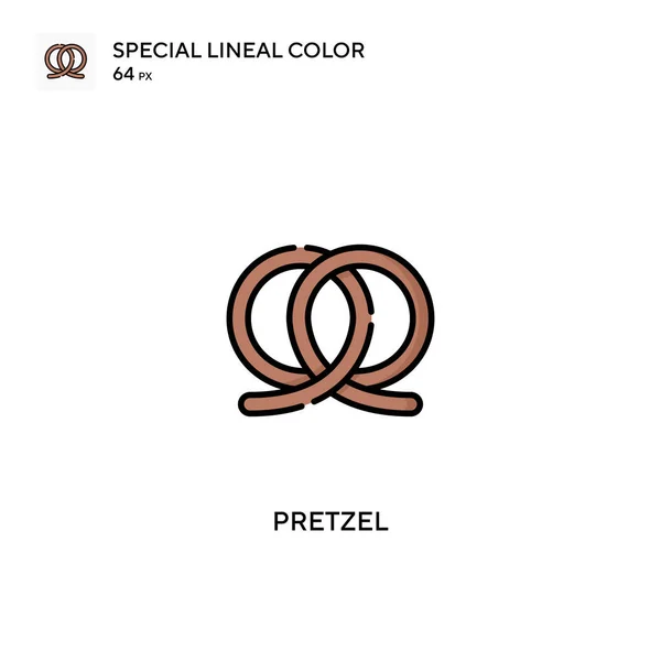 Pretzel Icône Vectorielle Couleur Linéaire Spéciale Icônes Bretzels Pour Votre — Image vectorielle