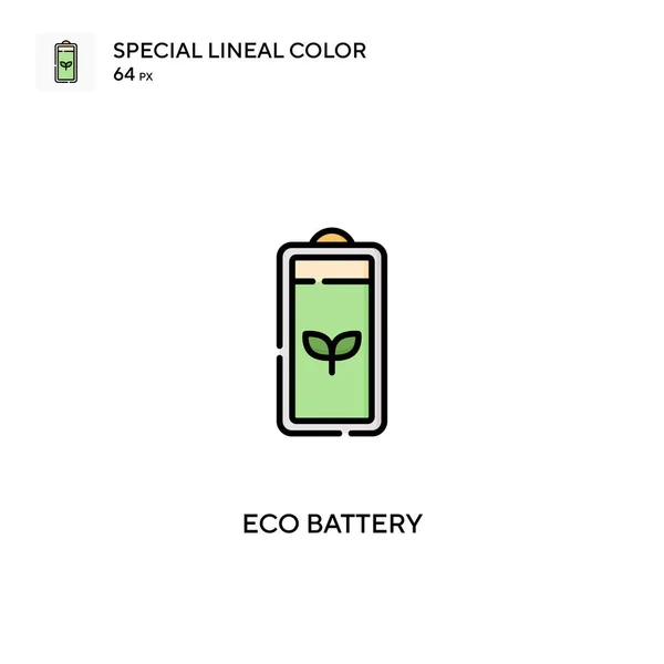Eco Bateria Ícone Vetorial Cor Linear Especial Ícones Bateria Eco — Vetor de Stock
