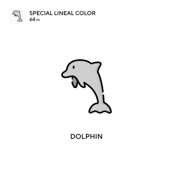 Dolphin Ícone Vetorial Cor Linear Especial Ícones Golfinho Para Seu — Vetor de Stock