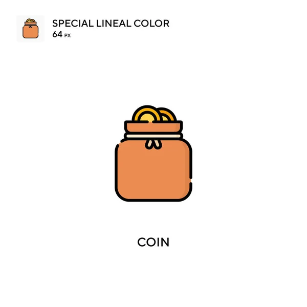 Монета Спеціальний Лінійний Колір Вектор Піктограма Піктограми Монет Вашого Бізнес — стоковий вектор