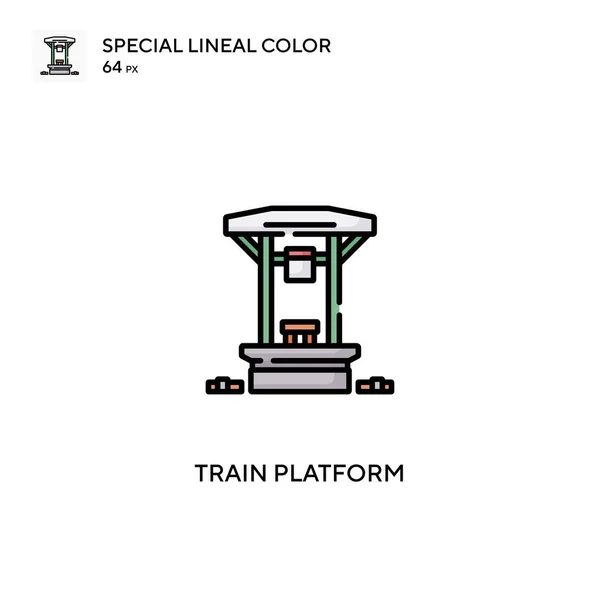 Πλατφόρμα Τρένου Ειδική Lineal Χρώμα Διάνυσμα Εικονίδιο Εικονίδια Πλατφόρμα Τρένο — Διανυσματικό Αρχείο