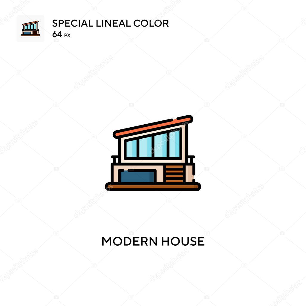 Modern house Special lineal color vector icon. Modern house icons for your business project