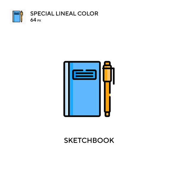 Cuaderno Bocetos Icono Vector Color Lineal Especial Iconos Cuaderno Bocetos — Vector de stock
