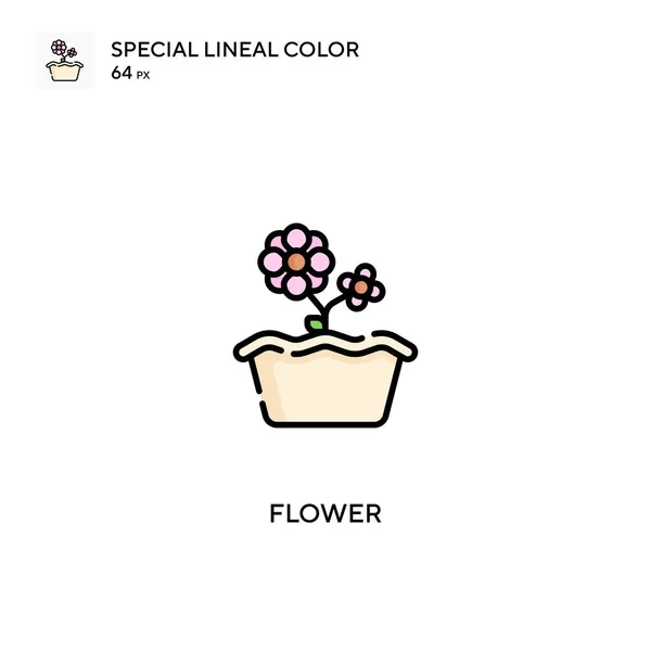Blomma Speciell Linjal Färg Vektor Ikon Blomma Ikoner För Ditt — Stock vektor