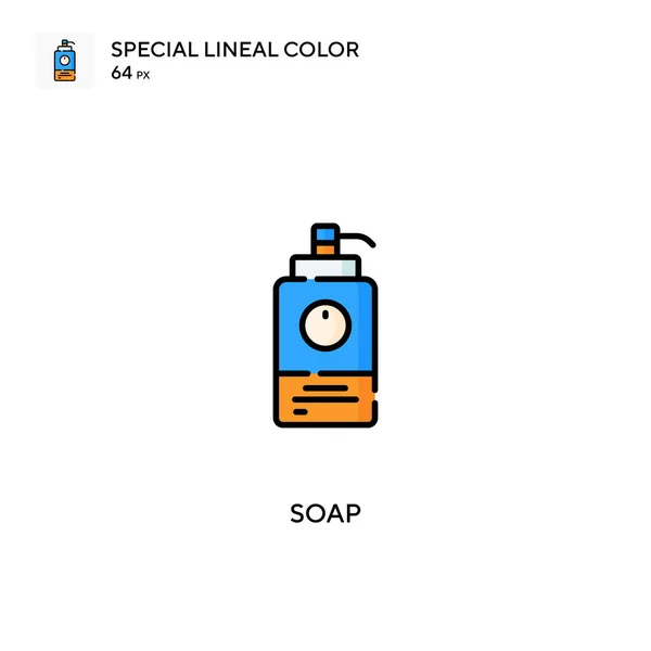 Mydło Specjalna Ikona Wektora Kolorów Liniowych Ikony Mydła Dla Twojego — Wektor stockowy