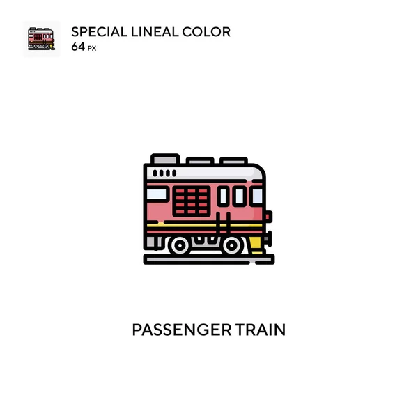 Επιβατική Αμαξοστοιχία Ειδική Γραμμή Χρώμα Διάνυσμα Εικονίδιο Εικονίδια Τρένο Επιβατών — Διανυσματικό Αρχείο