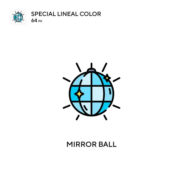 Spiegelbal Speciale Lijnkleur Vector Pictogram Mirror Bal Pictogrammen Voor Business — Stockvector