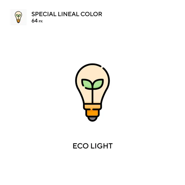 Eco Luz Icono Especial Vector Color Lineal Iconos Eco Light — Vector de stock