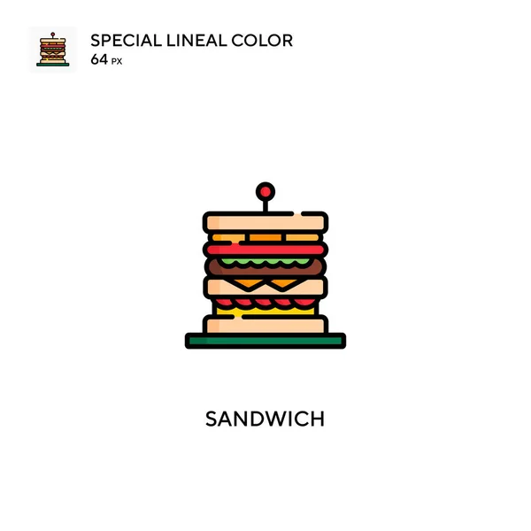 Sandwich Icône Vectorielle Couleur Linéaire Spéciale Icônes Sandwich Pour Votre — Image vectorielle