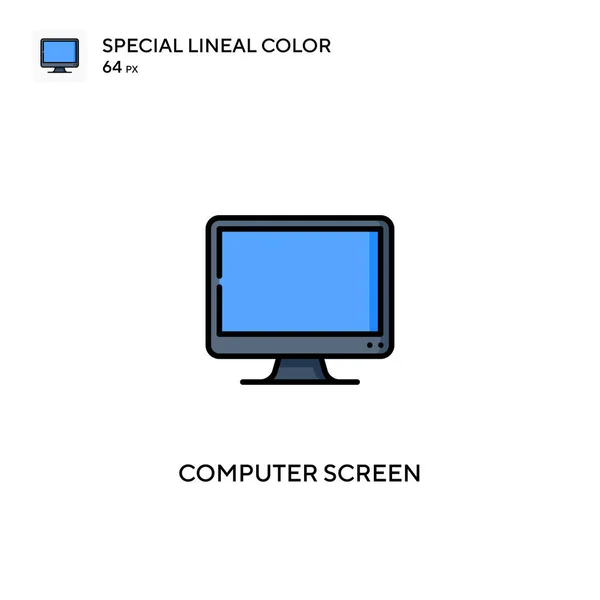 电脑屏幕特殊线形彩色矢量图标 商业项目的电脑屏幕图标 — 图库矢量图片