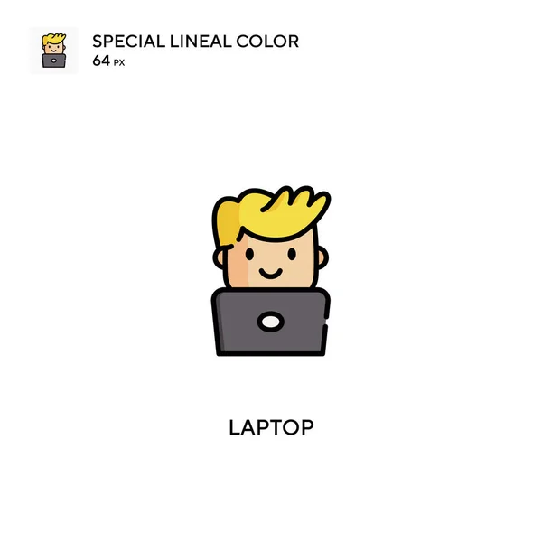 Laptop Speciális Lineáris Szín Ikon Laptop Ikonok Üzleti Projekt — Stock Vector