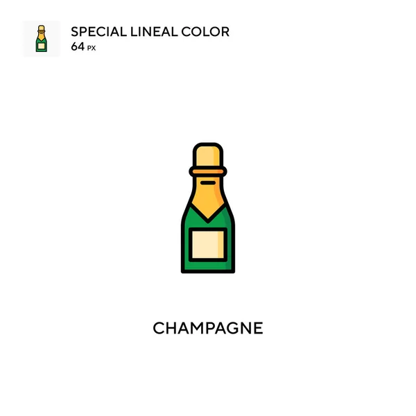 Ícones Champanhe Cor Linear Especial Icon Champagne Para Seu Projeto — Vetor de Stock