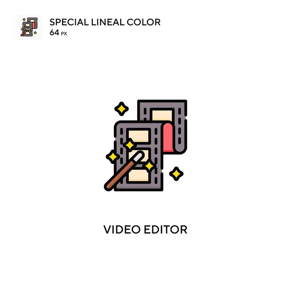 Edytor Wideo Specjalna Ikona Koloru Linii Ikony Edytora Wideo Dla — Wektor stockowy