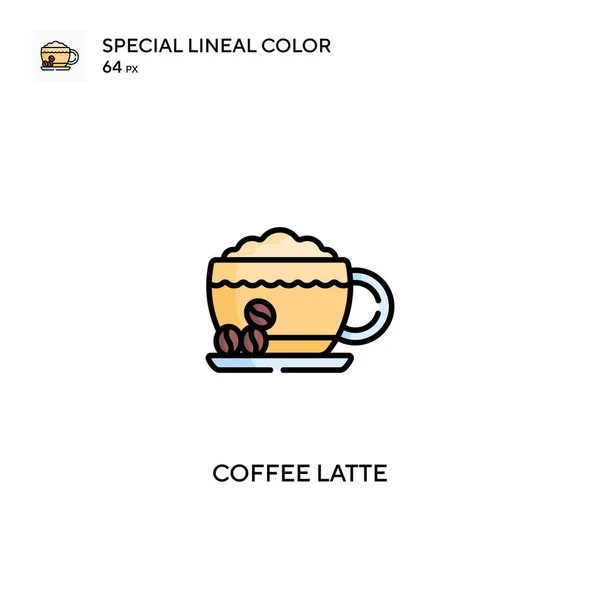 Café Latte Ícones Lineares Especiais Cor Icon Coffee Latte Para — Vetor de Stock