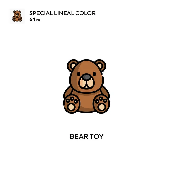 Bear Toy Speciální Lineální Ikona Barvy Bear Hračky Ikony Pro — Stockový vektor