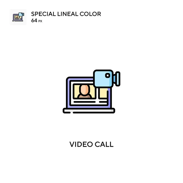 ビデオ通話特殊線色アイコンビジネスプロジェクトのビデオ通話アイコン — ストックベクタ