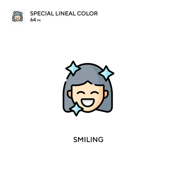 Uśmiechnięta Ikona Koloru Linii Specjalnej Ikony Migające Dla Twojego Projektu — Wektor stockowy