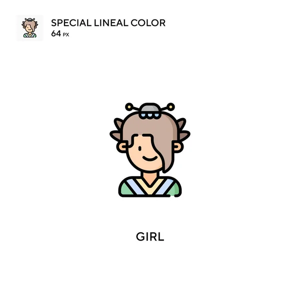 Girl Special Lineal Color Icon Girl Ikon Untuk Proyek Bisnis - Stok Vektor