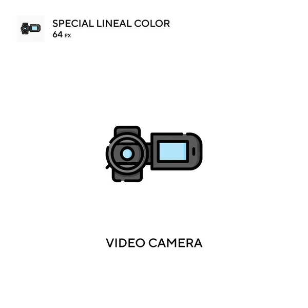 Câmera Vídeo Ícones Lineares Especiais Câmera Cor Icon Video Para — Vetor de Stock