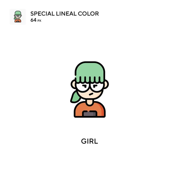 Girl Special Lineal Color Icon Дівчина Іконки Вашого Бізнес Проекту — стоковий вектор