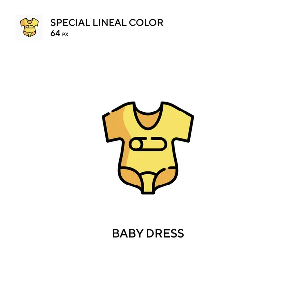 Vestido Bebê Ícones Vestido Cor Linear Especial Icon Baby Para — Vetor de Stock