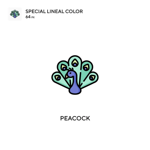 Peacock Special Linjal Färg Ikon Peacock Ikoner För Ditt Affärsprojekt — Stock vektor