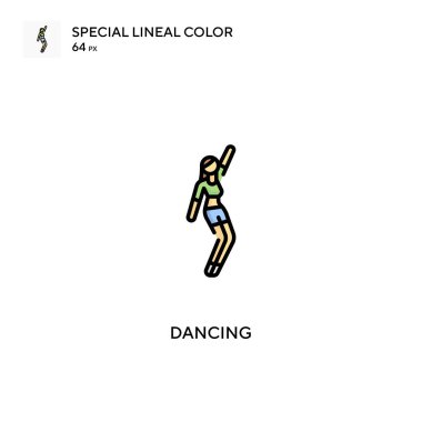 Dans eden özel çizgi renk simgesi. İş projeniz için dans simgeleri.