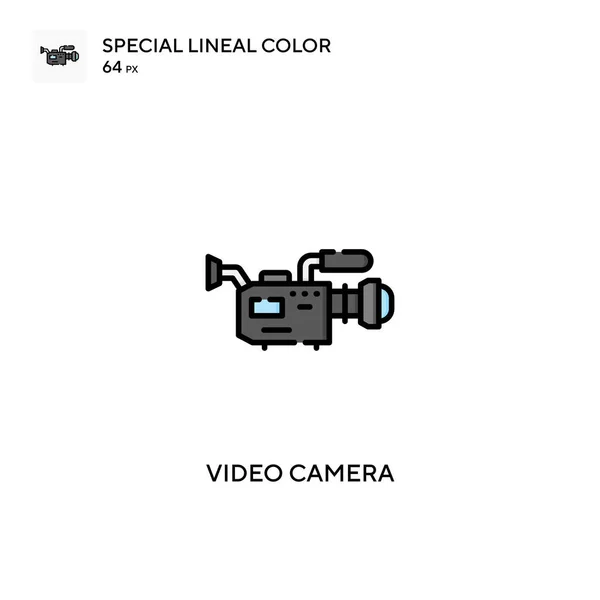 Videocamera Icone Colori Lineari Speciali Icone Della Videocamera Tuo Progetto — Vettoriale Stock