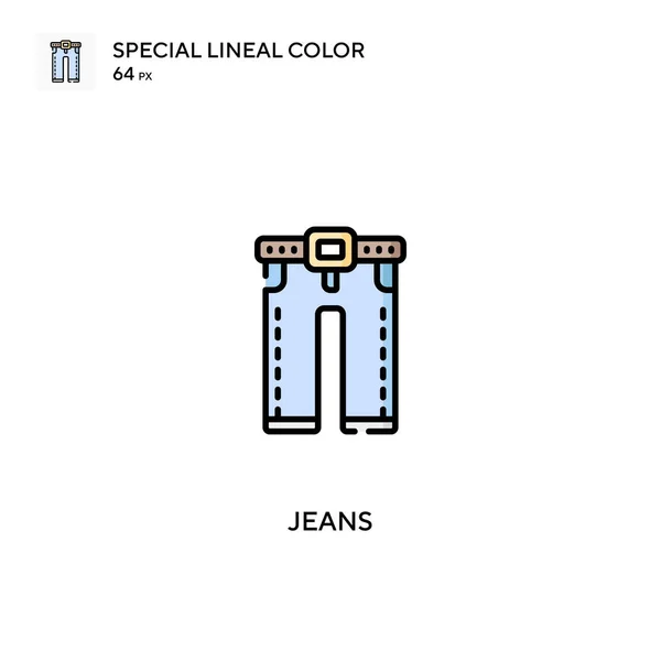 Jeans Ícones Lineares Especiais Cor Icon Jeans Para Seu Projeto — Vetor de Stock