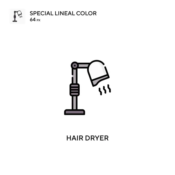 Secador Cabelo Ícones Lineares Especiais Cor Icon Hair Secador Para — Vetor de Stock