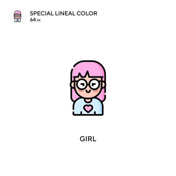 Dziewczyna Specjalne Ikony Kolor Linii Ikony Girl Dla Projektu Biznesowego — Wektor stockowy