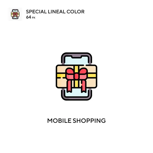Mobil Shopping Special Linjal Färg Ikon Mobil Shopping Ikoner För — Stock vektor