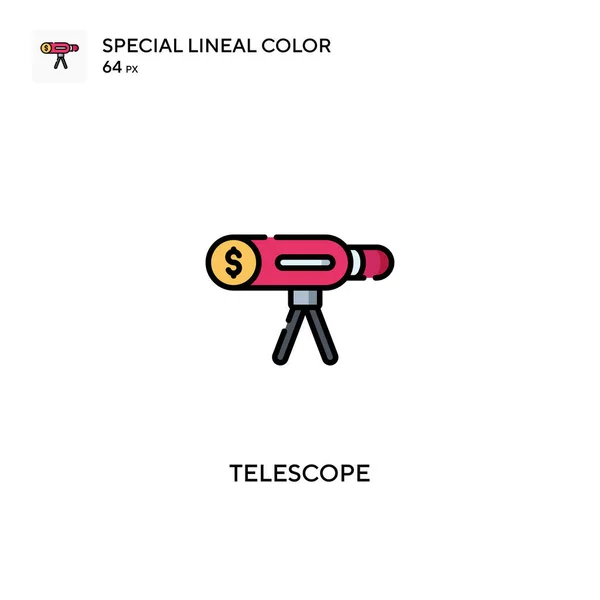 Ícones Lineares Especiais Icon Telescope Cor Telescópio Para Seu Projeto — Vetor de Stock