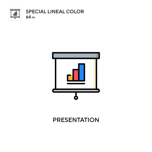 Presentazione Speciale Icona Lineare Colori Icone Presentazione Tuo Progetto Aziendale — Vettoriale Stock