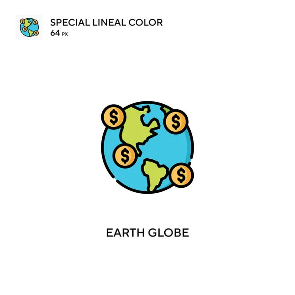 Earth Globe Spezielle Lineare Farbe Icon Earth Globe Symbole Für — Stockvektor