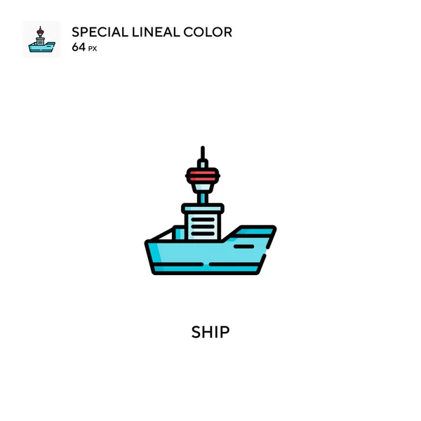 Statek Specjalna Ikona Kolor Liniowy Ship Ikony Dla Projektu Biznesowego — Wektor stockowy