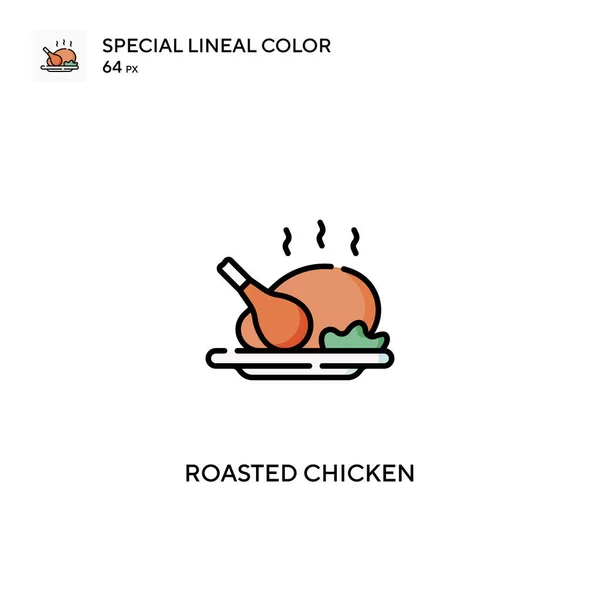 Pörkölt Csirke Különleges Lineáris Szín Ikon Pörkölt Csirke Ikonok Üzleti — Stock Vector