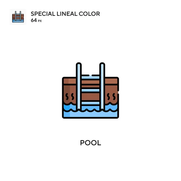 Pool Speciális Lineáris Színikon Pool Ikonok Üzleti Projekt — Stock Vector