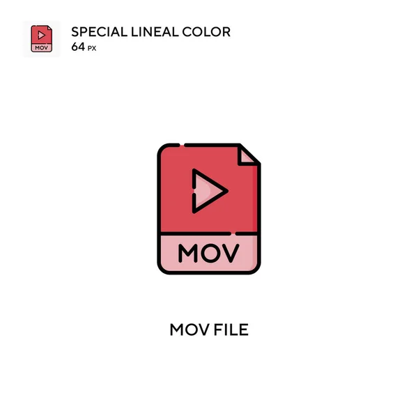 Mov Αρχείο Ειδική Lineal Εικονίδιο Χρώμα Icon Mov Αρχείο Για — Διανυσματικό Αρχείο