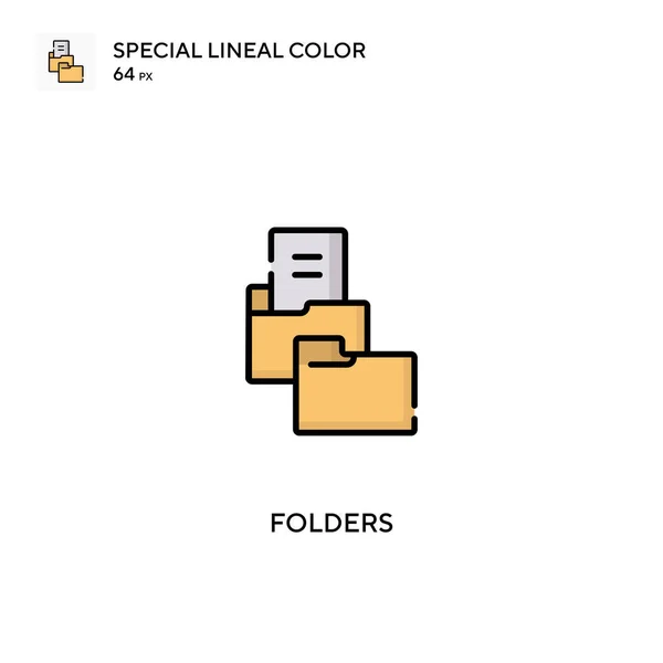 Folders Speciale Lineal Kleur Icon Folders Pictogrammen Voor Business Project — Stockvector