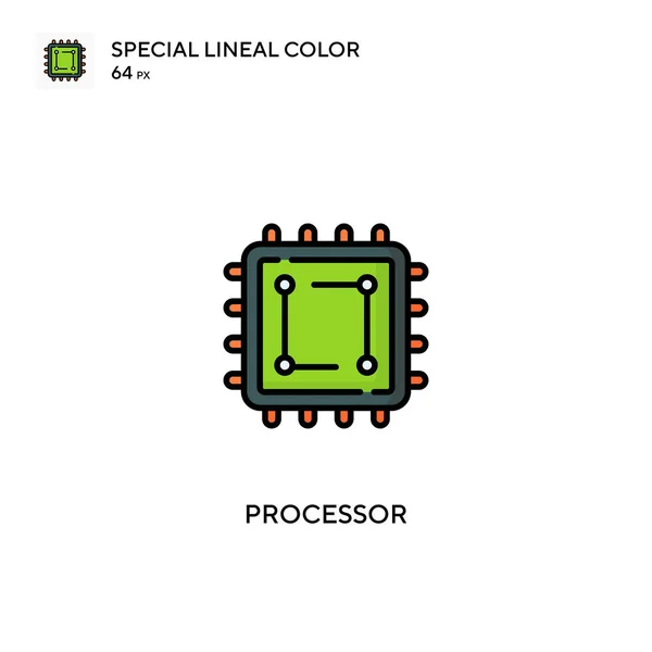 Ícones Cores Lineares Especiais Processador Icon Processor Para Seu Projeto —  Vetores de Stock