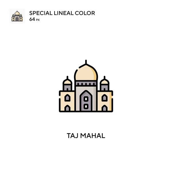 Taj Mahal Iconos Especiales Color Lineal Taj Mahal Iconos Para — Vector de stock