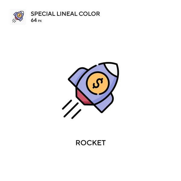 Rocket Ícones Lineares Especiais Cor Icon Rocket Para Seu Projeto —  Vetores de Stock
