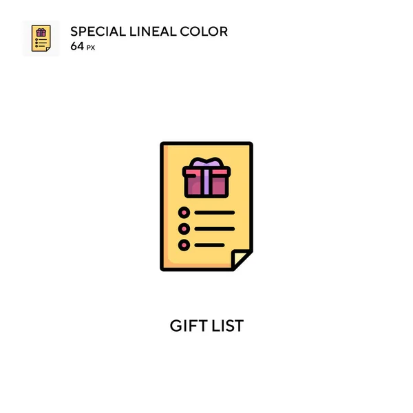 Liste Cadeaux Icônes Spéciales Couleur Linéaire Liste Cadeaux Pour Votre — Image vectorielle