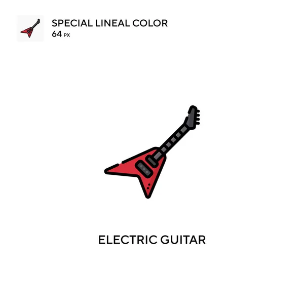 Elektrische Gitaar Speciale Lineal Kleur Icon Electric Gitaar Iconen Voor — Stockvector