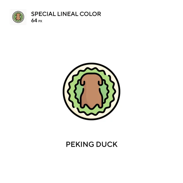 Pato Pequim Ícones Lineares Especiais Cor Icon Peking Pato Para — Vetor de Stock