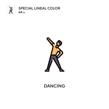Dans eden özel çizgi renk simgesi. İş projeniz için dans simgeleri.