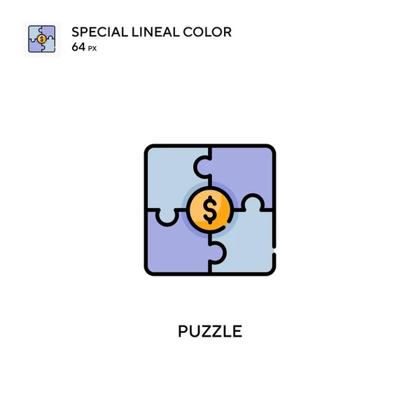 Puzzle Iconos Colores Lineales Especiales Puzzle Para Proyecto Negocio — Archivo Imágenes Vectoriales