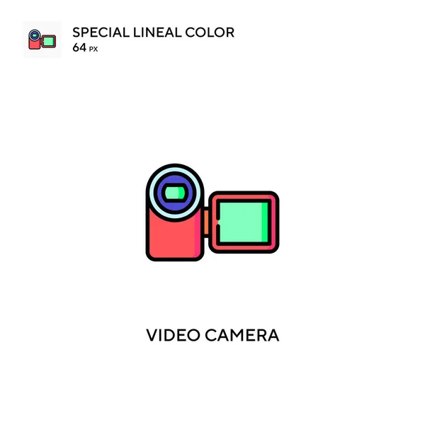 Caméra Vidéo Icône Spéciale Couleur Linéaire Icônes Caméra Vidéo Pour — Image vectorielle