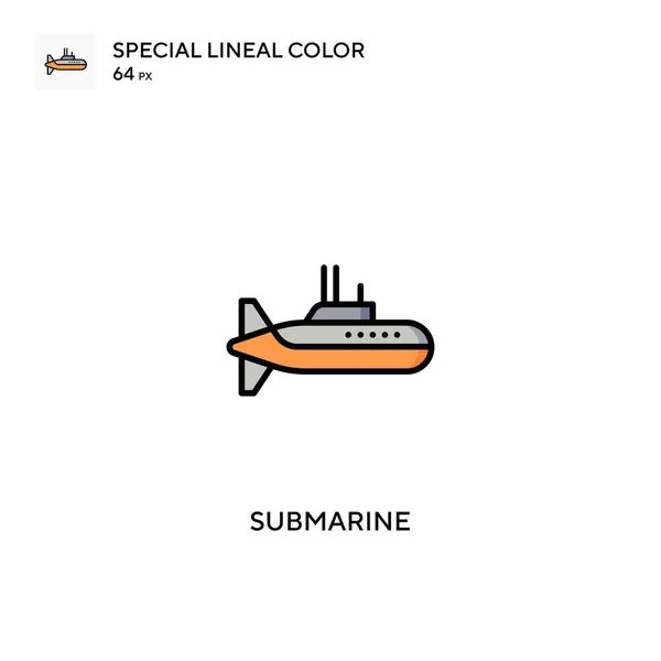 Okręt Podwodny Specjalna Ikona Koloru Liniowego Ikony Łodzi Podwodnych Dla — Wektor stockowy